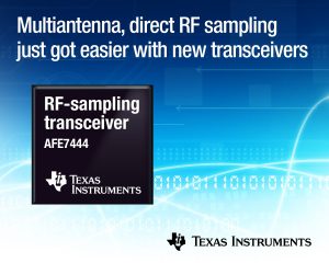 Transceivers integrate four ADCs and four DACs